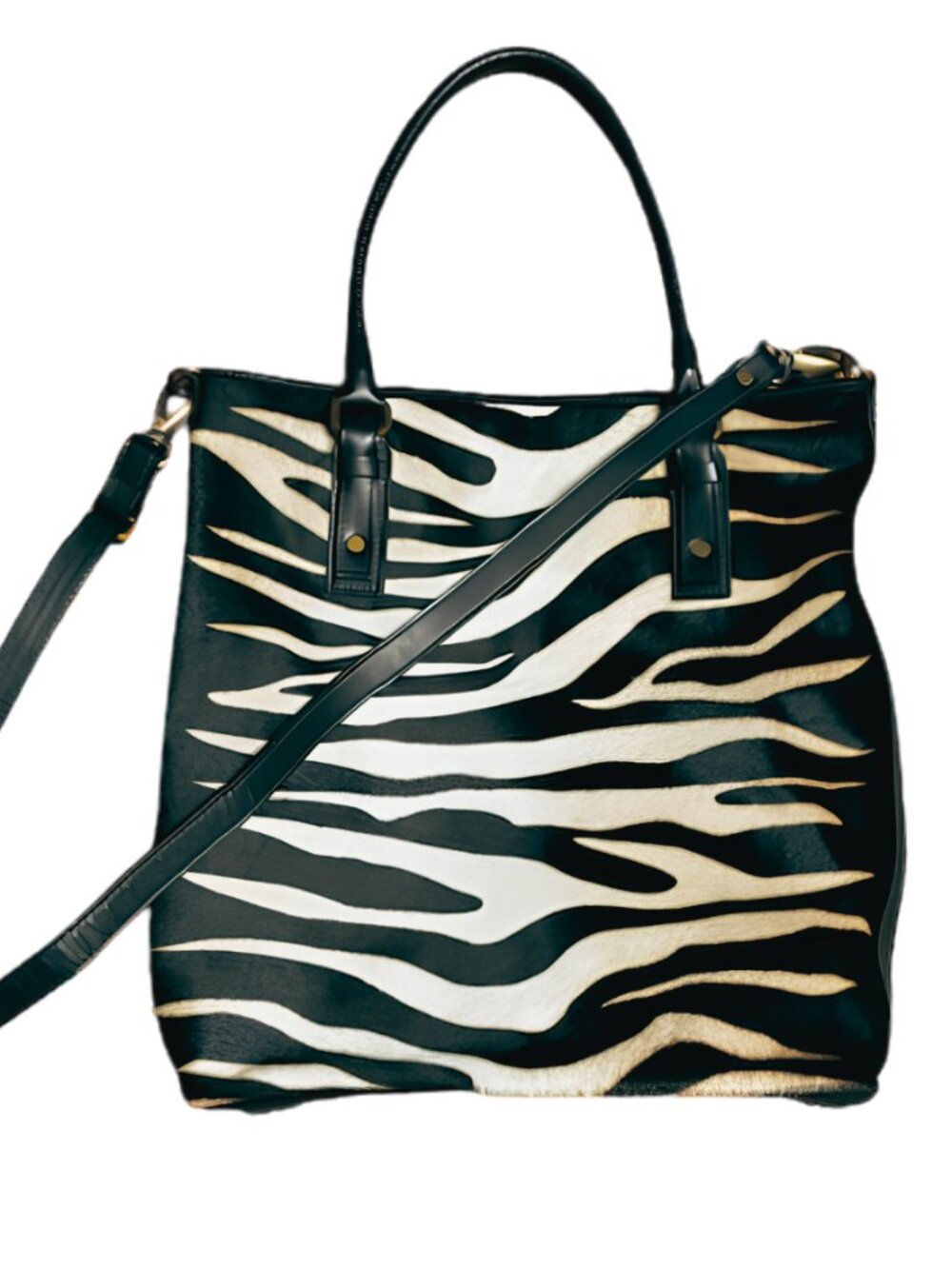 Cavalcanti Zebra Print Calf Hair Shoulder Tote Bag EUC
